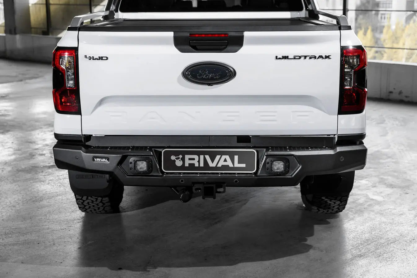 Aluminum Rear Bar - Ford Ranger Next Gen 2022-On, includes RIVAL Spotlights (Set of 2) RIVAL