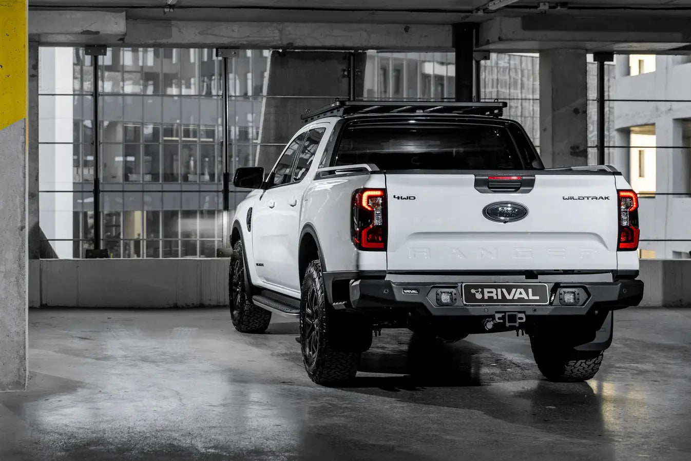 Aluminum Rear Bar - Ford Ranger Next Gen 2022-On, includes RIVAL Spotlights (Set of 2) RIVAL