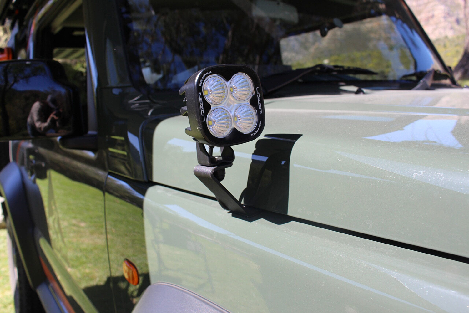 Alu-Cab Jimny Bonnet Light Brackets fitted to Suzuki Jimny — Rival 4x4 Australia