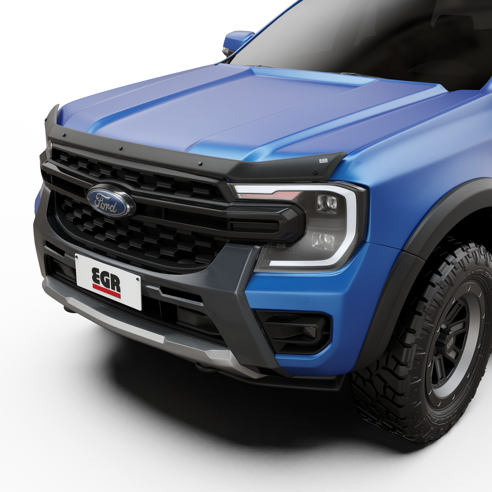 EGR Slimline Weathershields — Bonnet Protector - Matte Black - Ford Ranger RA 2022- & Ford Everest EK 2023- (4pc, Dark Smoke)