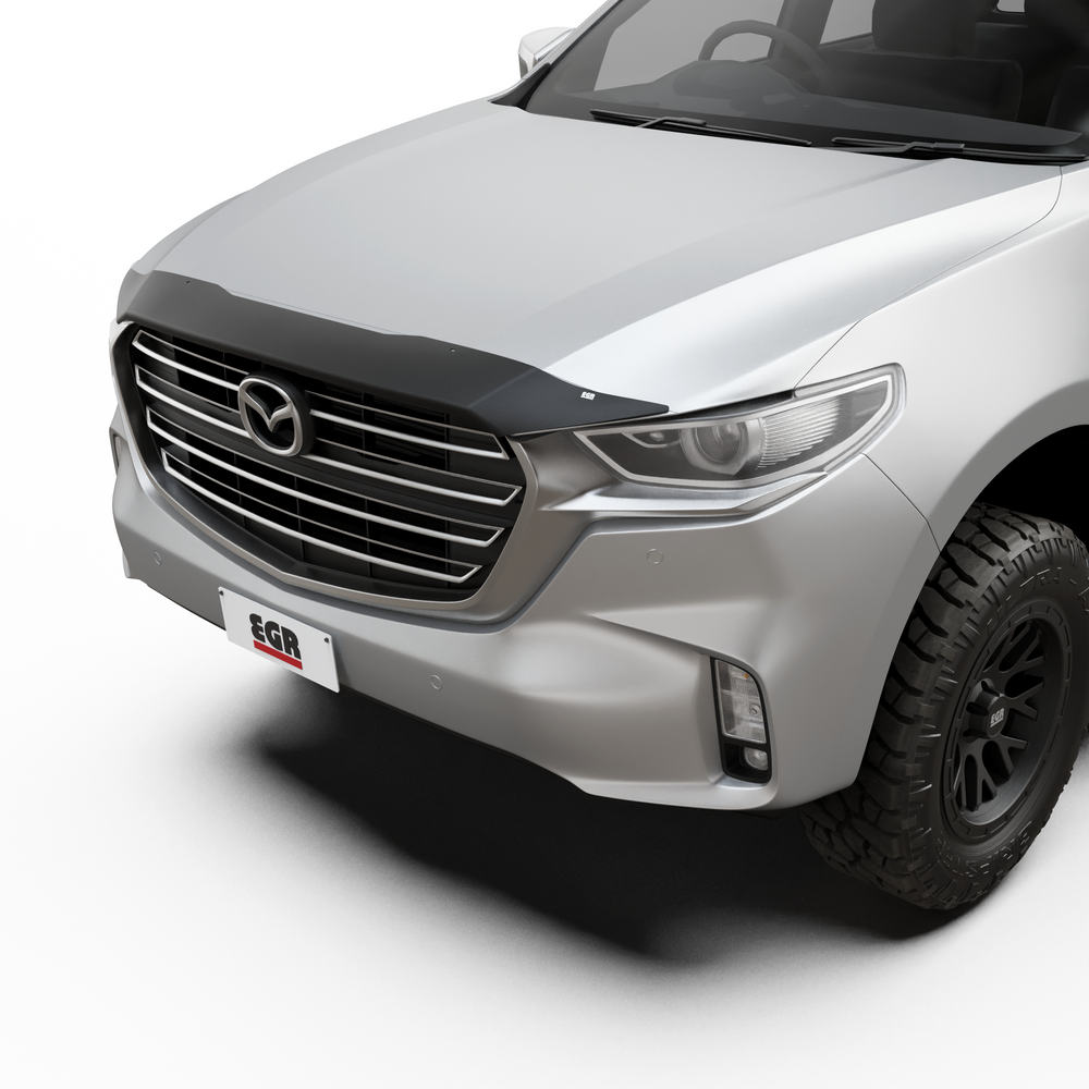 EGR Slimline Weathershields — Bonnet Protector - Matte Black - Mazda BT50 2020- (4pc, Dark Smoke)