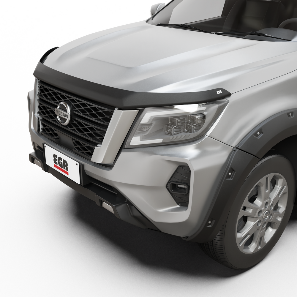 EGR Slimline Weathershields — Bonnet Protector - Matte Black - Nissan Navara 2021-2025 (4pc, Dark Smoke)