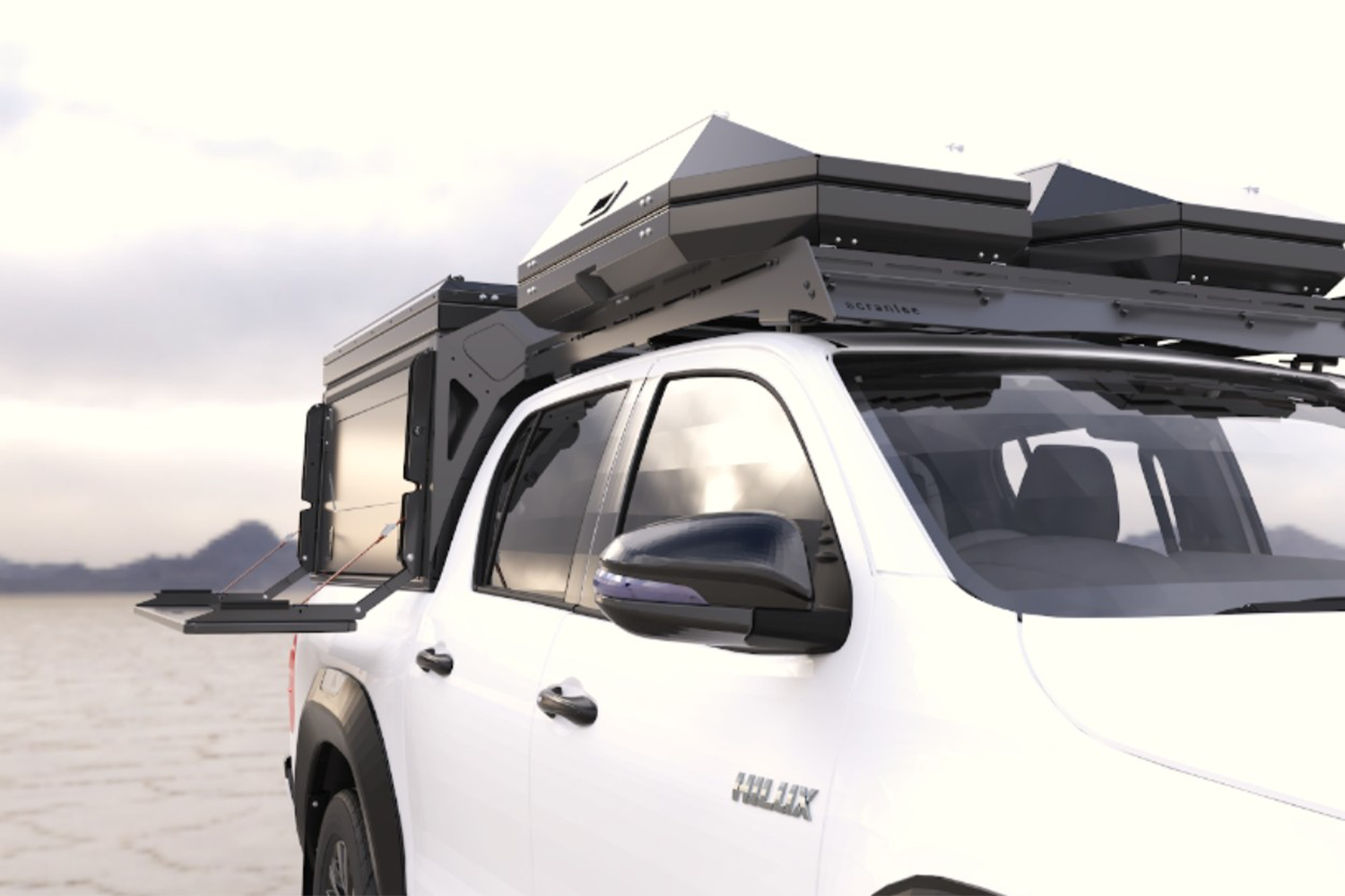 Alu-Cab Camper MaxTrax Fold-Out Side Table — genuine product, Rival 4x4 Australia