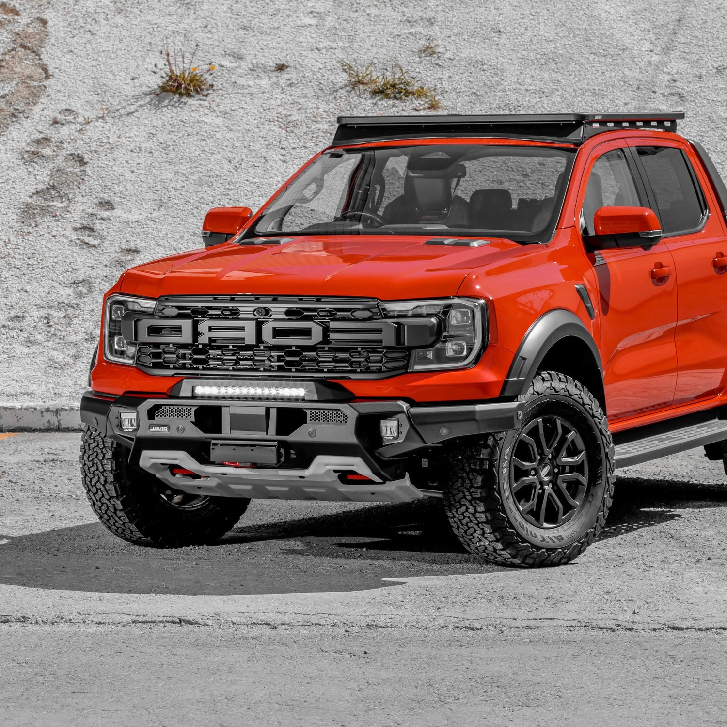 Aluminum Front Bar - Ford Ranger Raptor Next Gen 2022-On, includes RIVAL FOG lights (Set of 2) RIVAL