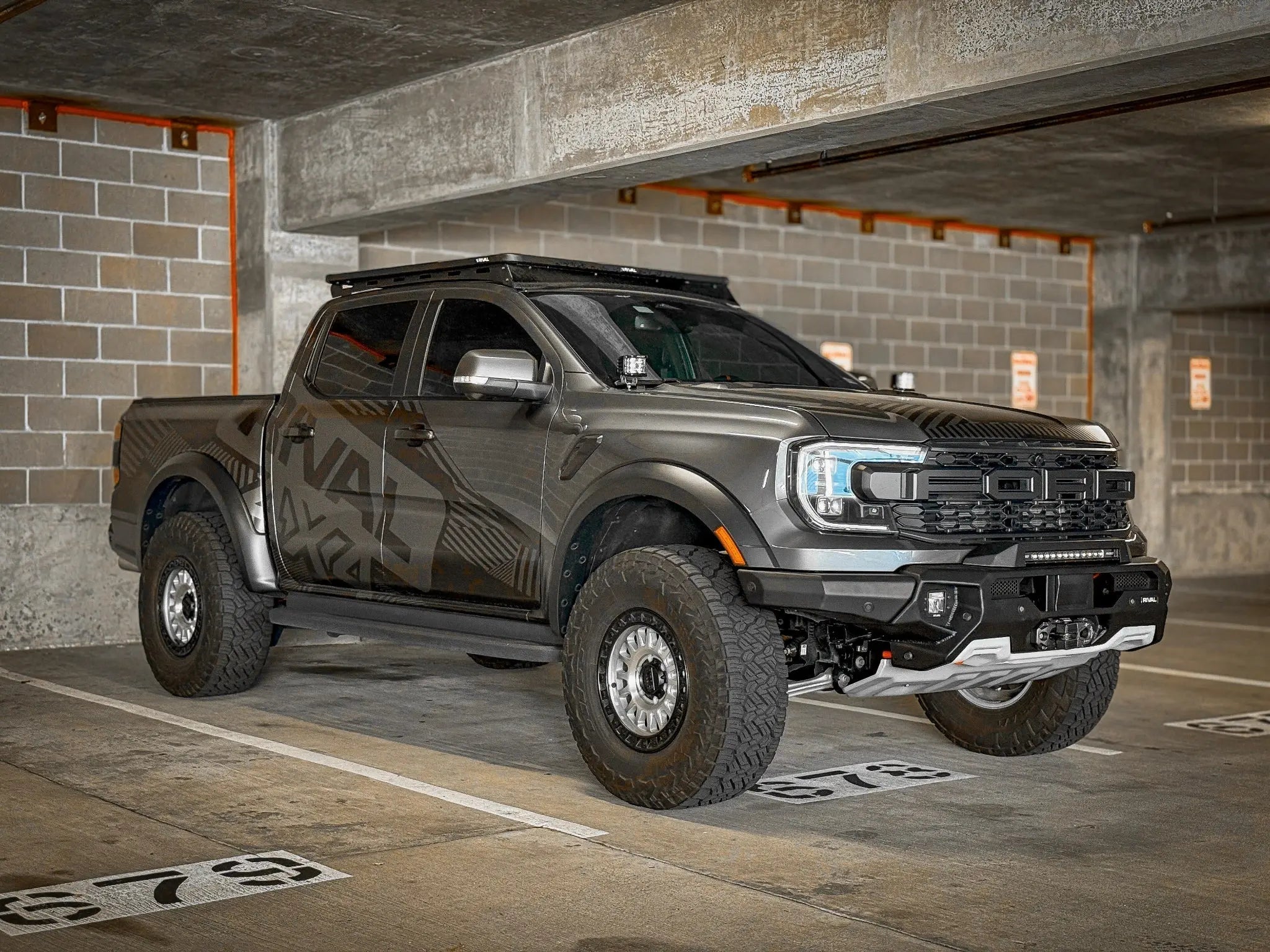 Aluminum Front Bar - Ford Ranger Raptor Next Gen 2022-On, includes RIVAL LED FOG lights (Set of 2) RIVAL