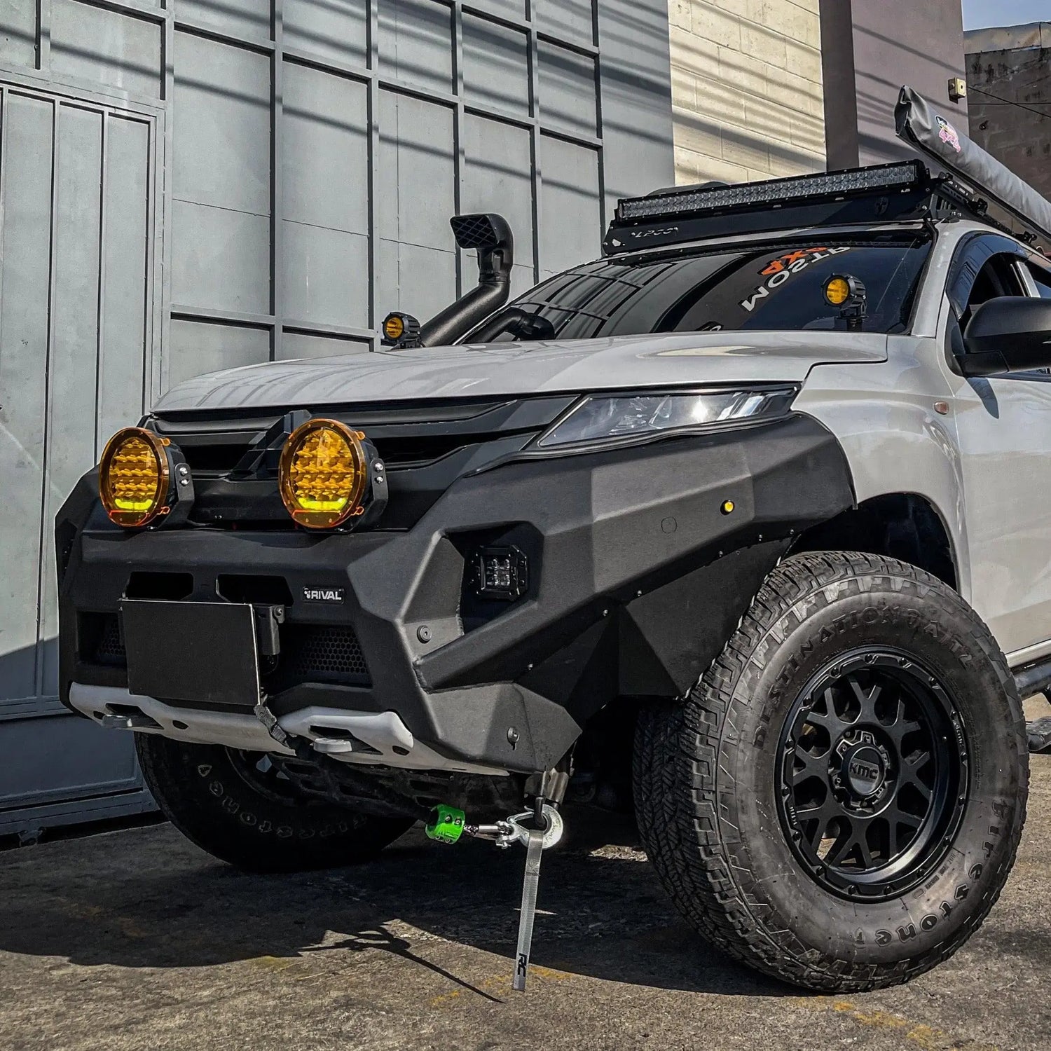 Aluminum Front Bar - Mitsubishi Triton MR 2019-2024, includes RIVAL FOG lights (Set of 2) RIVAL 4x4 Australia