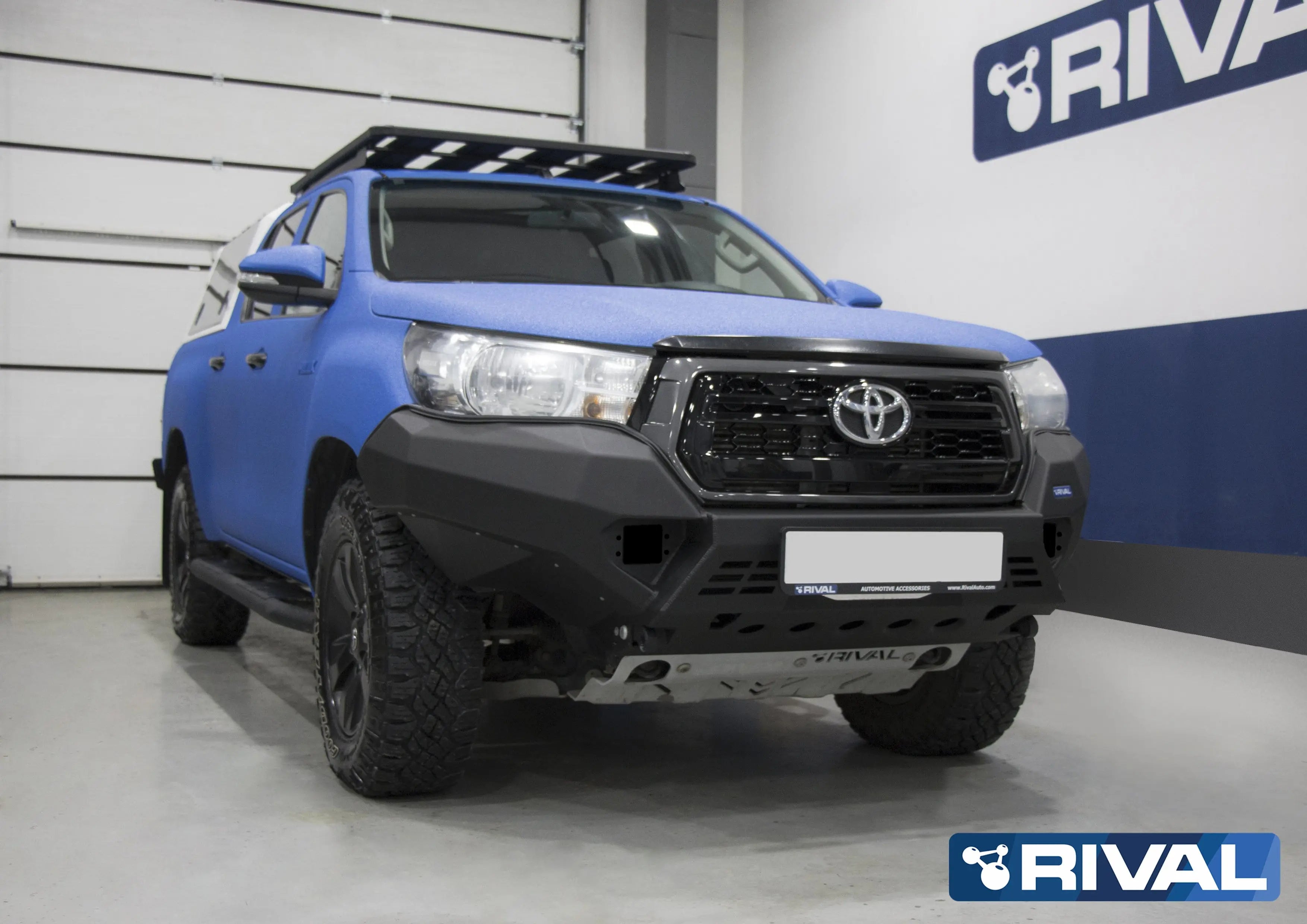 Aluminum Front Bar - Toyota Hilux 2018-2021, includes RIVAL FOG lights (Set of 2) RIVAL