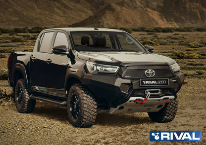 Aluminum Front Bar - Toyota Hilux 2021-On, includes RIVAL FOG lights (Set of 2) RIVAL