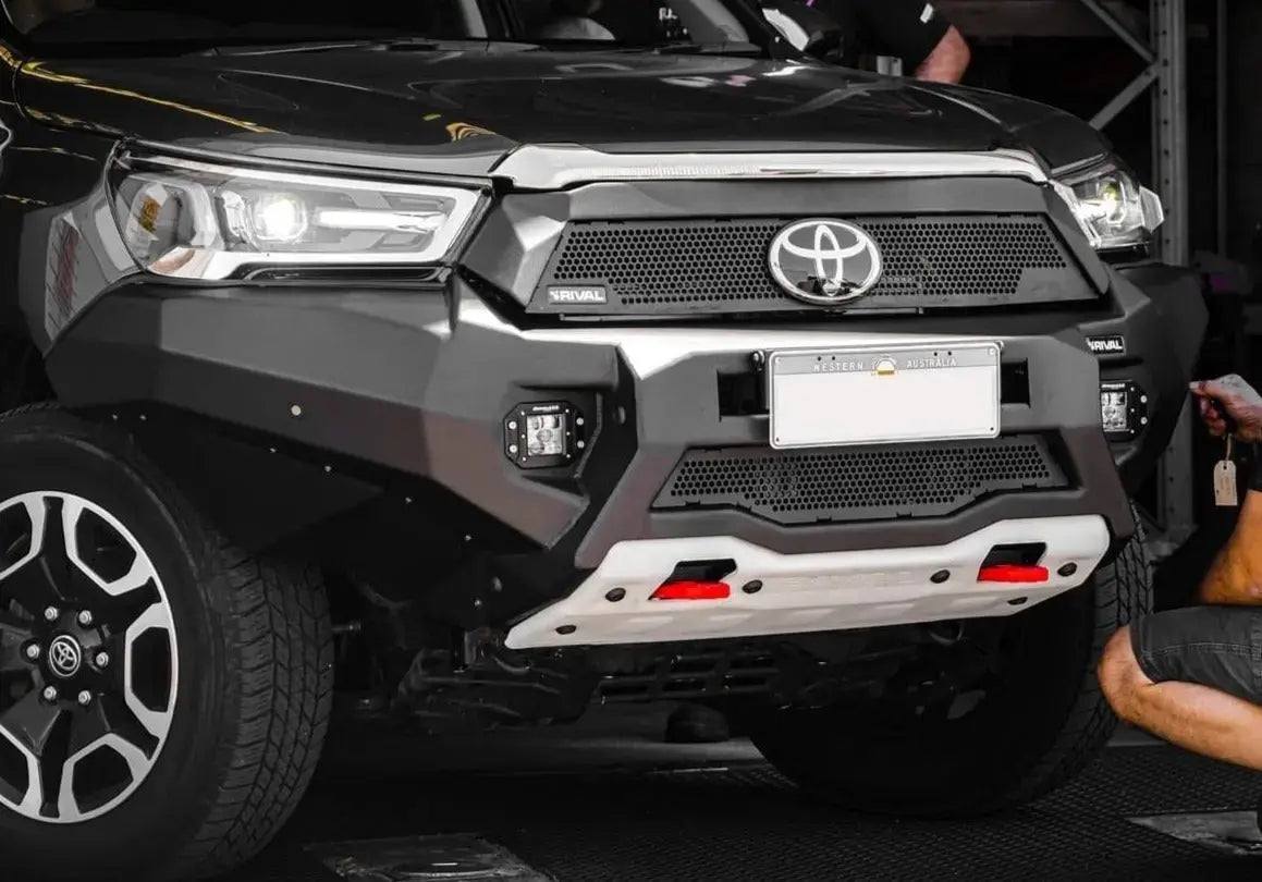 Aluminum Front Bar - Toyota Hilux 2021-On, includes RIVAL FOG lights (Set of 2) RIVAL