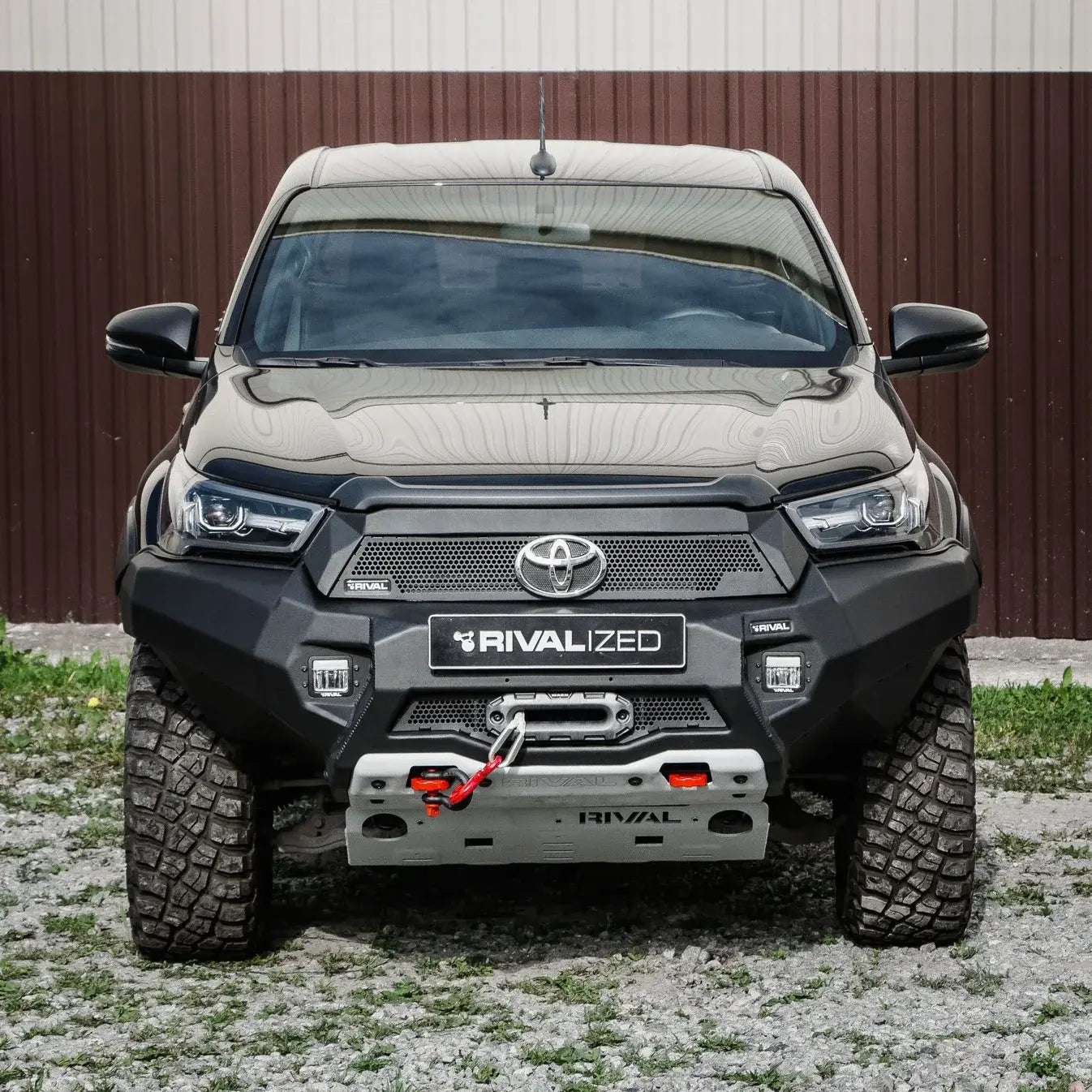 Aluminum Front Bar - Toyota Hilux 2021-On, includes RIVAL FOG lights (Set of 2) RIVAL