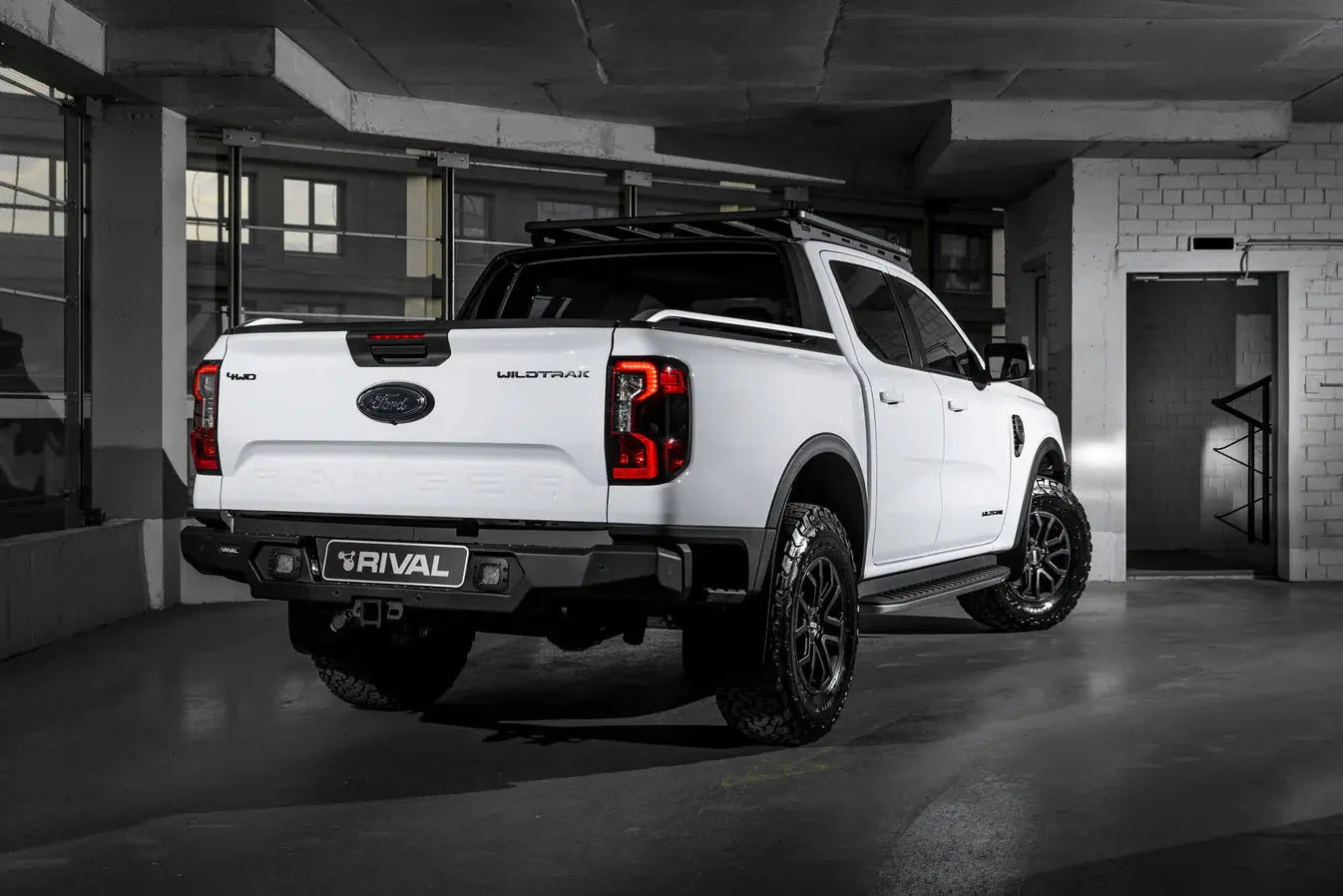 Aluminum Rear Bar - Ford Ranger Next Gen 2022-On, includes RIVAL Spotlights (Set of 2) RIVAL