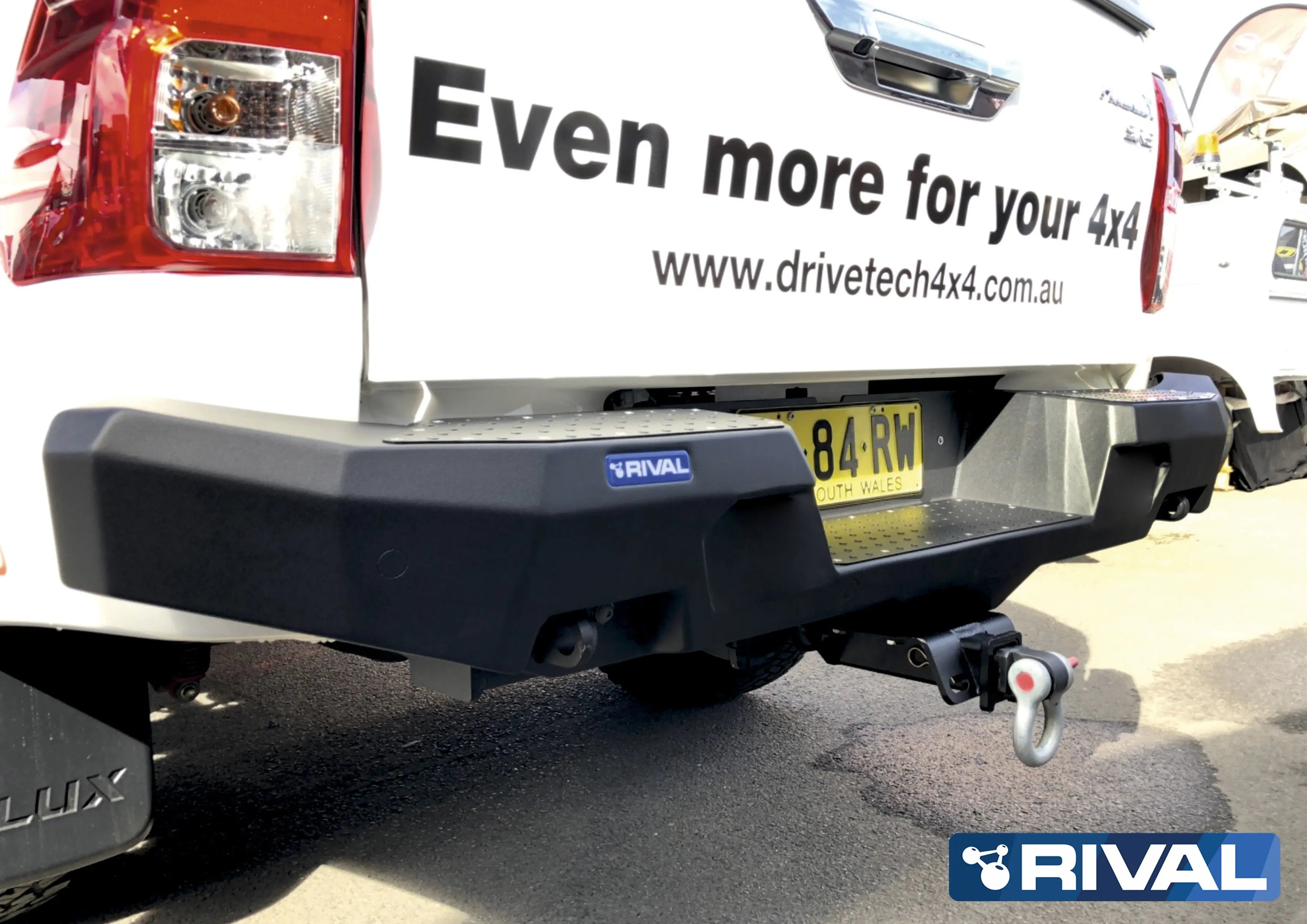 Aluminum Rear Bar - Toyota Hilux 2011-On, includes RIVAL Spotlights (Set of 2) RIVAL