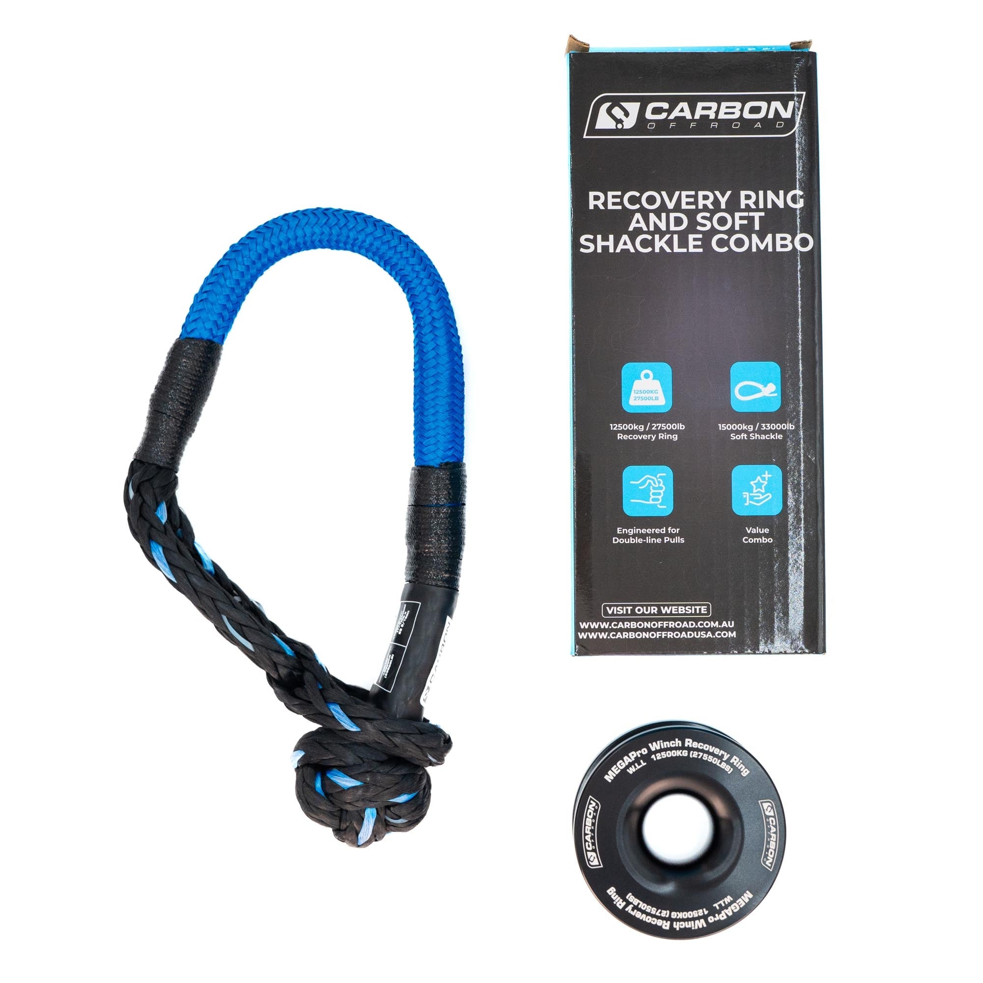 Carbon Offroad Recovery Ring and Soft Shackle Combo
