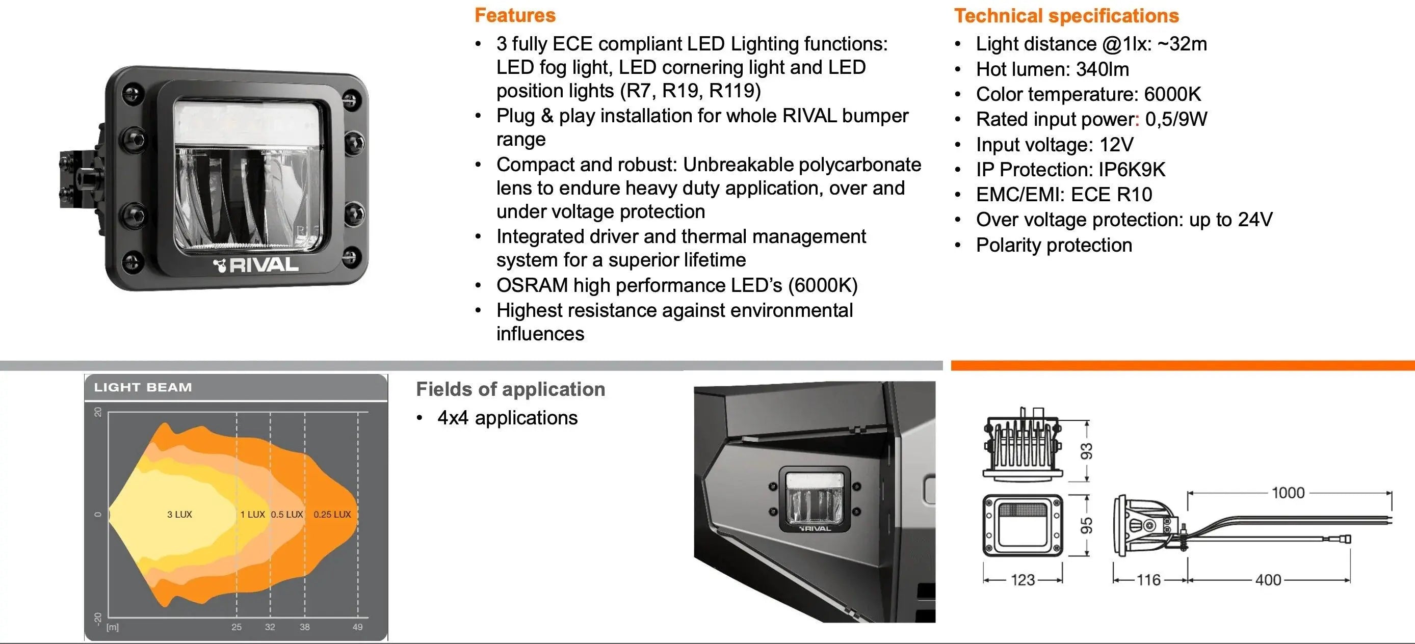 RIVAL LED Lights by Osram / Fog & Cornering & Position Light (Set Of 2) - RIVAL 4x4 Australia