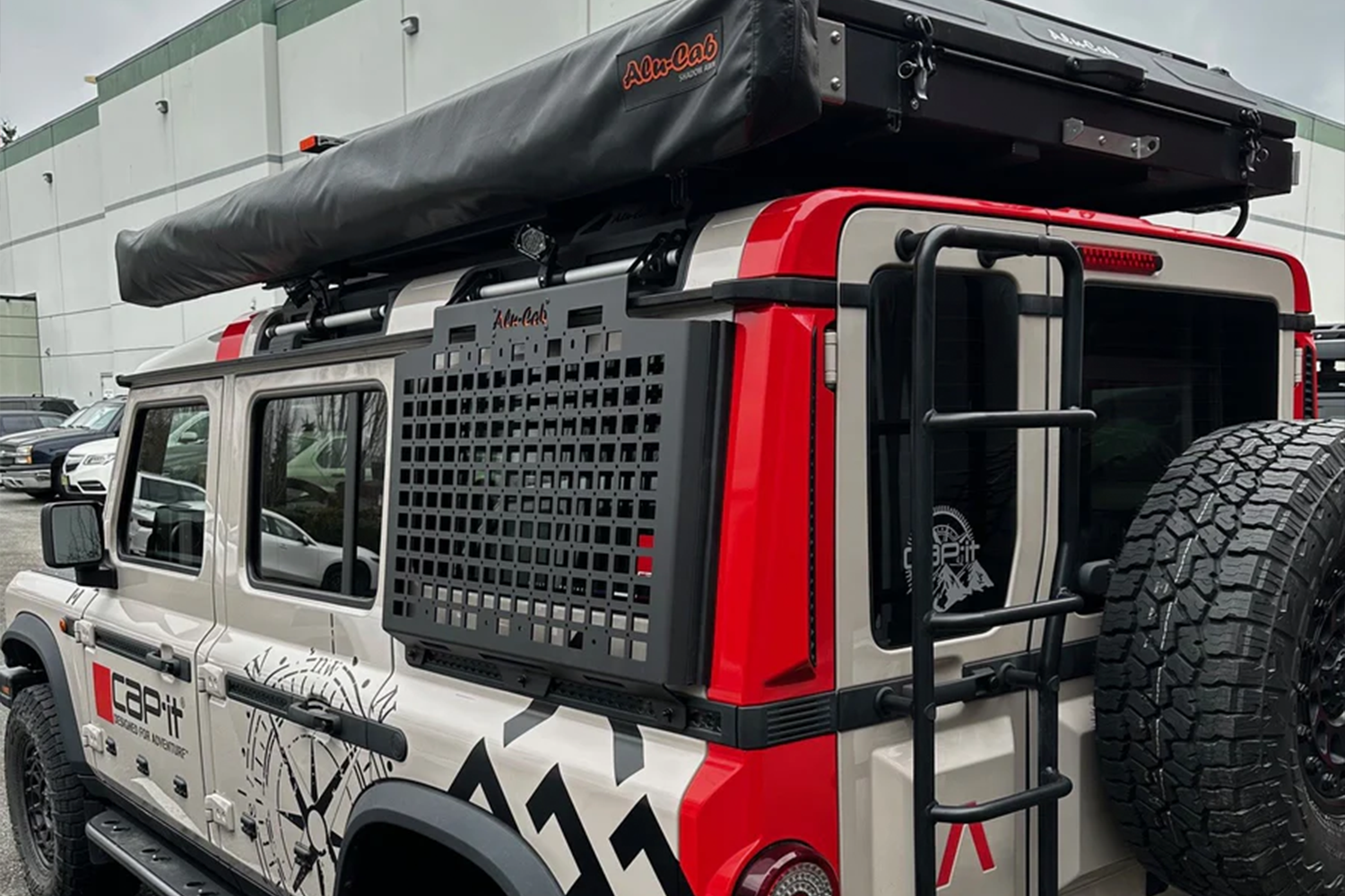 Alu-Cab INEOS Grenadier Exterior Molle Plate fitted to INEOS Grenadier — Rival 4x4 Australia
