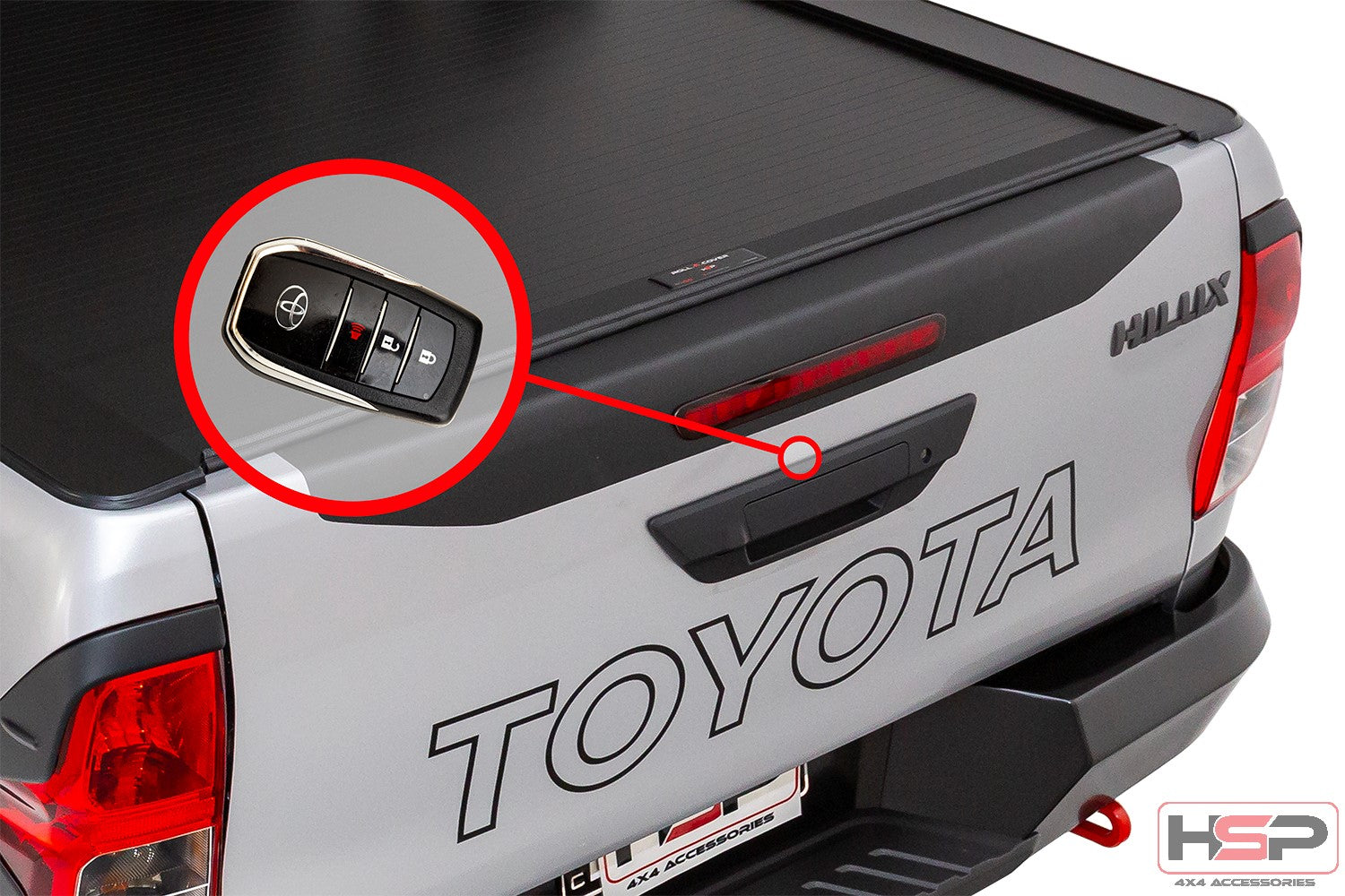 HSP Tailgate Lock — HSP Tailgate Lock for Toyota Hilux Revo (A-Deck) — With Barrel Lock