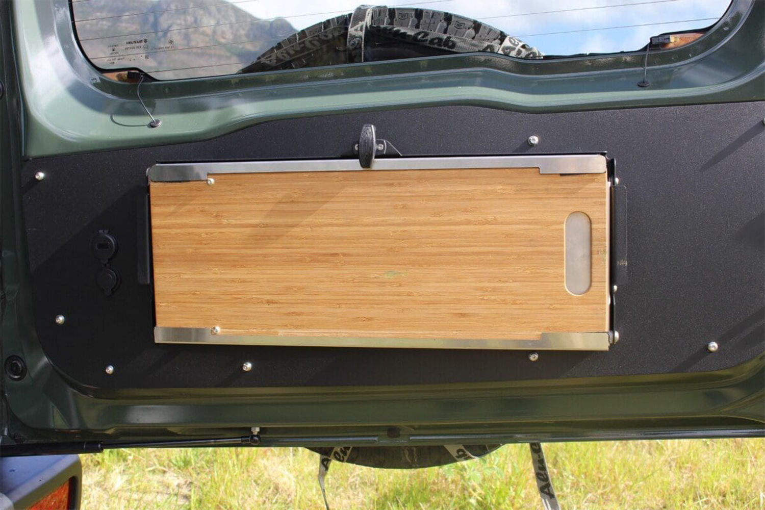 Alu-Cab Jimny Rear Door Drop Down Table fitted to Suzuki Jimny — Rival 4x4 Australia