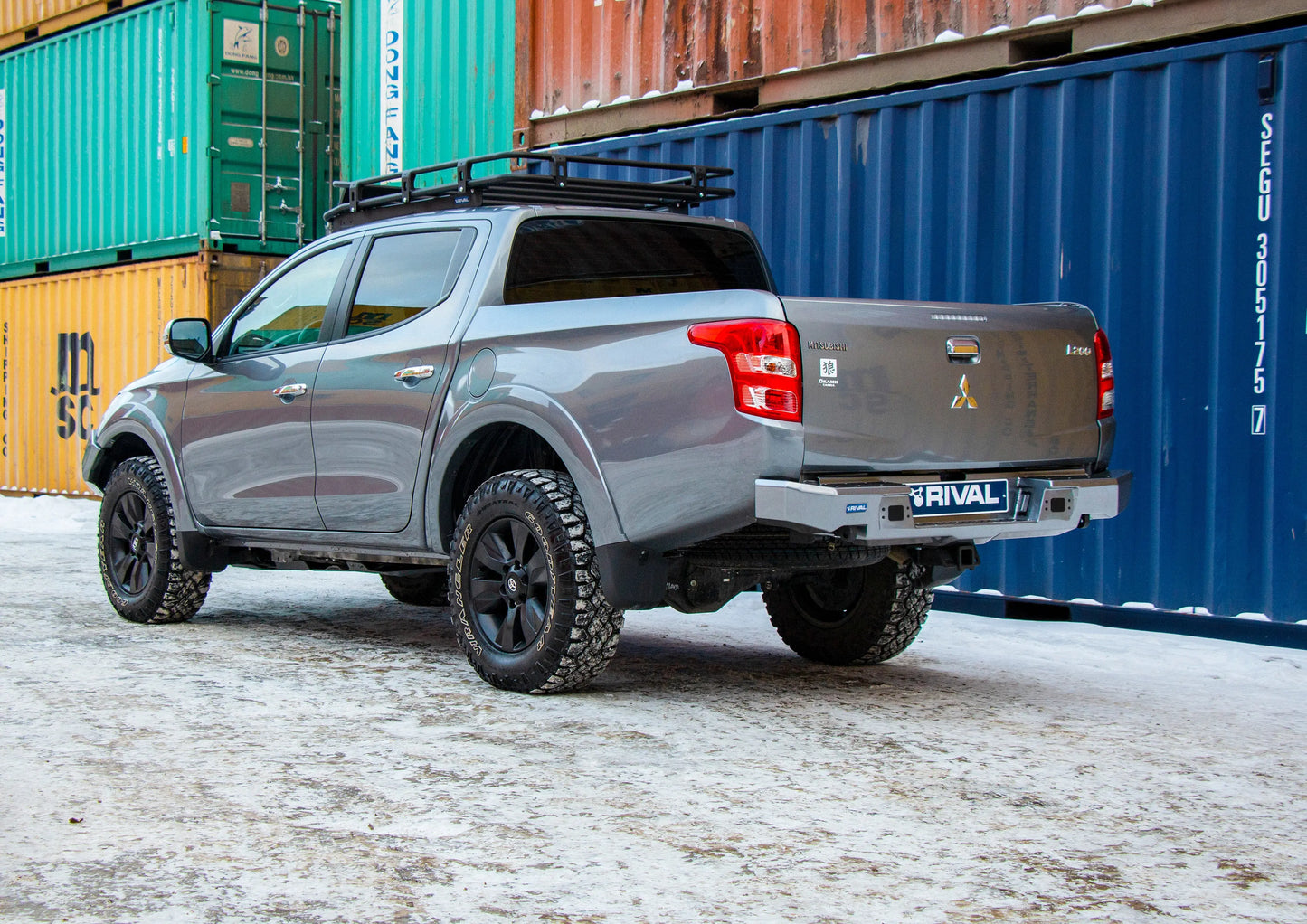 Mitsubishi Triton MQ (2015–2019) 4x4 Rear Bar – Aluminium + RIVAL Spotlights (Set of 2) RIVAL 4x4 Australia