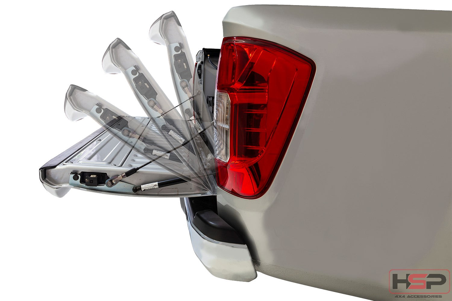 HSP Tailgate Assist — HSP Tailgate Assist for Nissan Navara D23 (NP300, 2015-2020) — Twin Strut + Weig