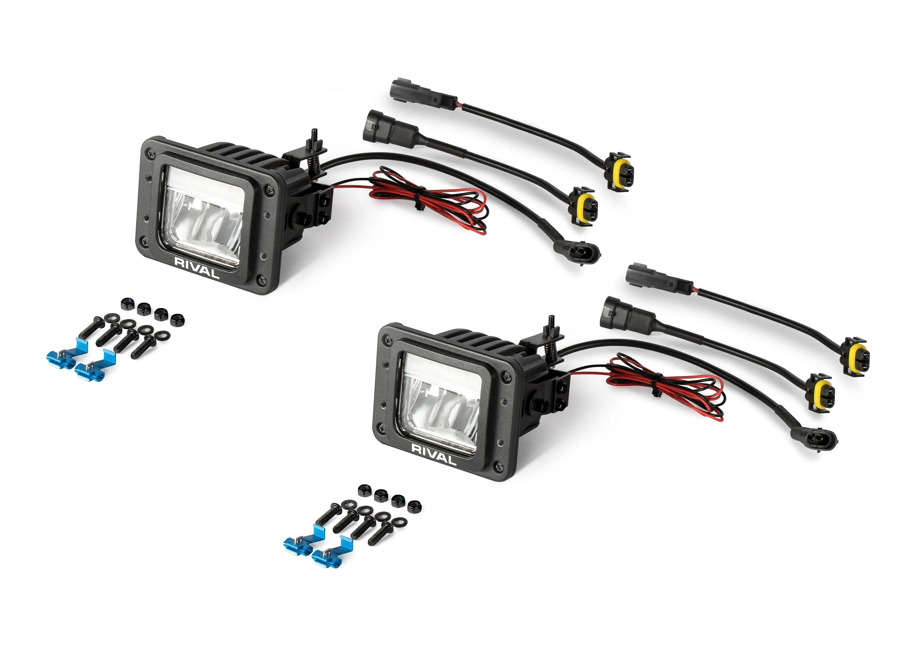 RIVAL LED Fog Light White-Amber DRL + Extra Male Plug RIVAL