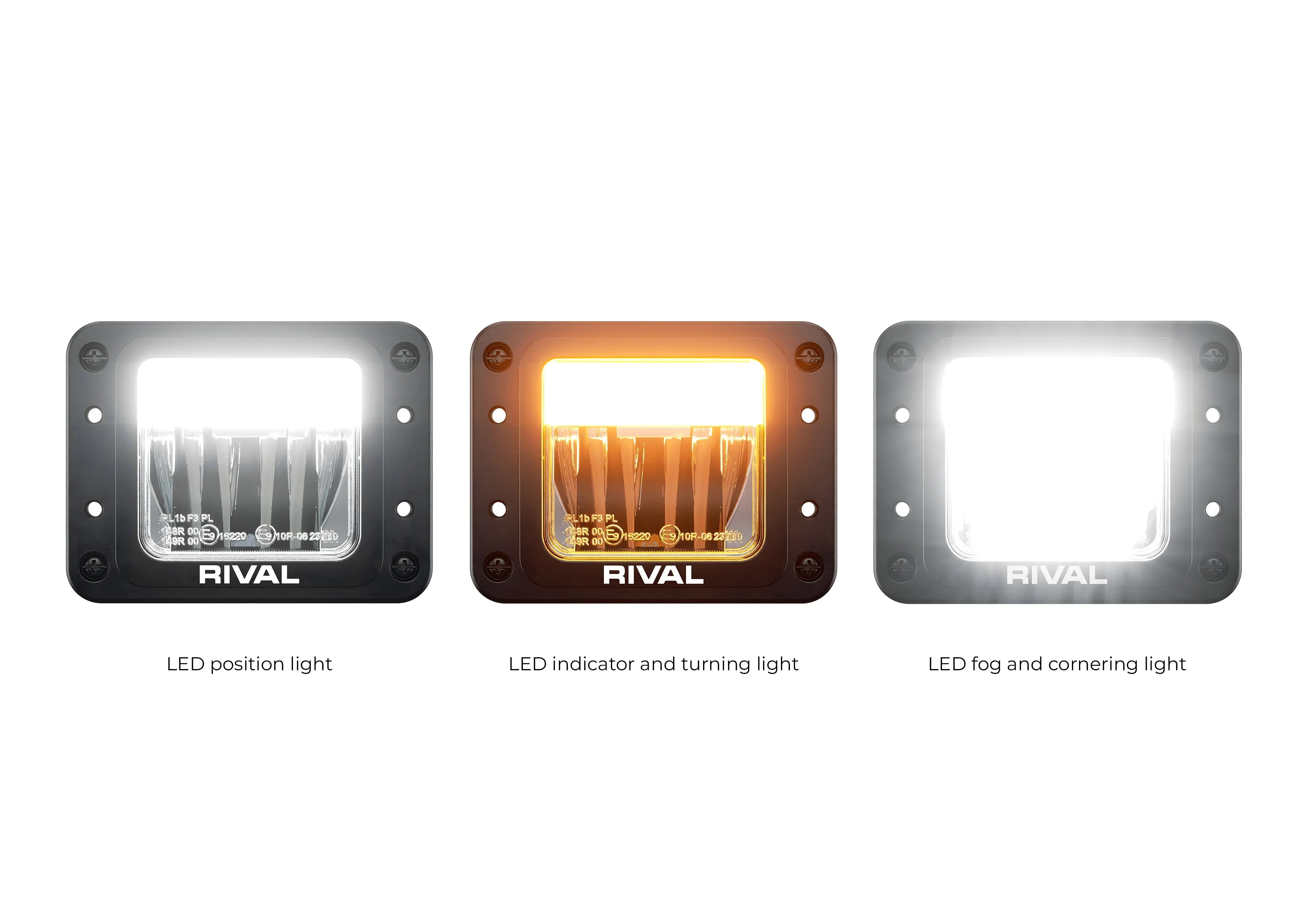 RIVAL LED Fog Light White-Amber DRL + Extra Male Plug RIVAL