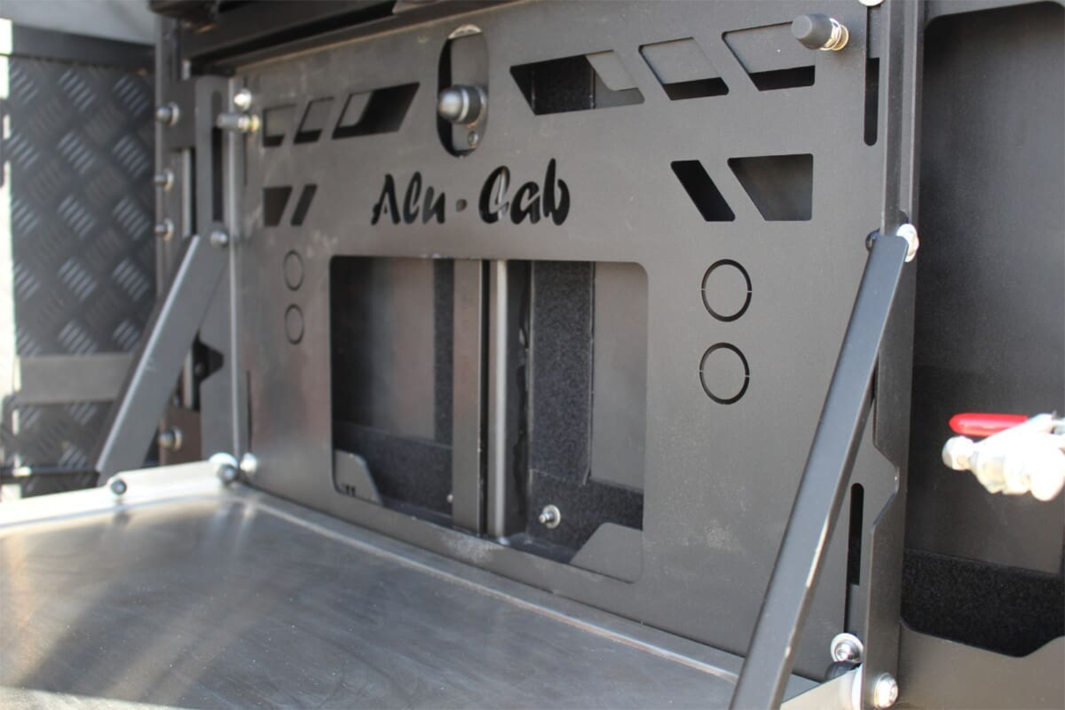 Alu-Cab Rear Door Drop Down Table — genuine product, Rival 4x4 Australia