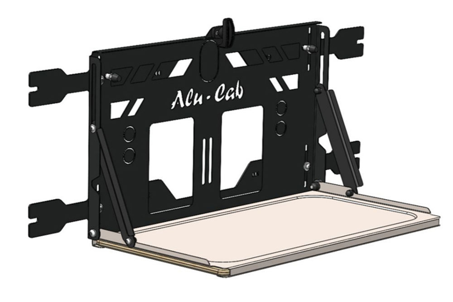 Alu-Cab 70 Series Rear Door Drop-Down Table Mounting Kit fitted to Toyota Land Cruiser 70 Series — Rival 4x4 Australia
