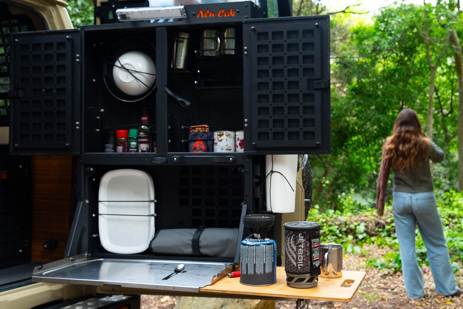 Alu-Cab LC78 Rear Door Kitchen Kit Mounting Bracket fitted to Toyota Land Cruiser 70 Series — Rival 4x4 Australia