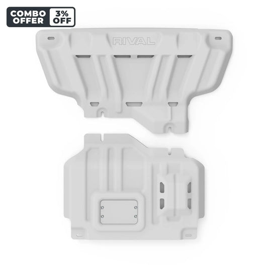 Set of 2 Aluminum Bash Plates Ford Ranger Next Gen / Ford Everest Next Gen / Amarok (2023-Present) RIVAL 4x4 Australia