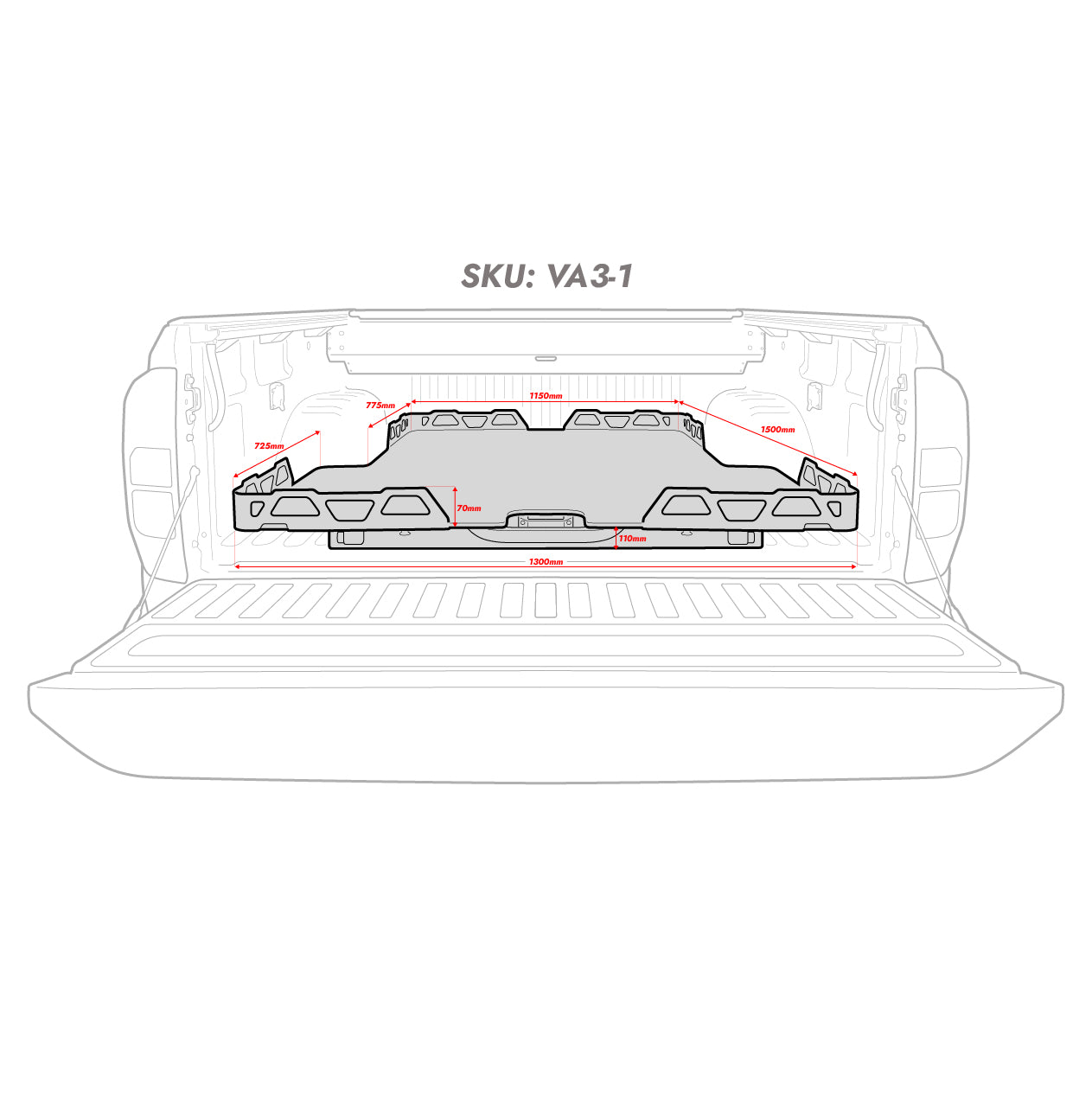 HSP Tub Slide — HSP Tub Slide for VW Amarok NF — No Liner / Spray-On / 5-Piece