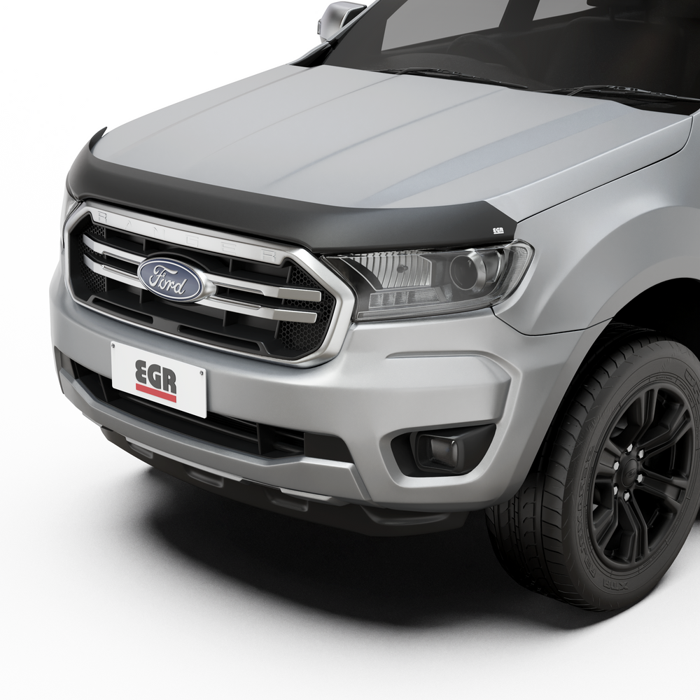EGR Slimline Weathershields — Bonnet Protector - Matte Black - Ford Ranger PX2/PX3 2015-2021 (4pc, Dark Smoke)