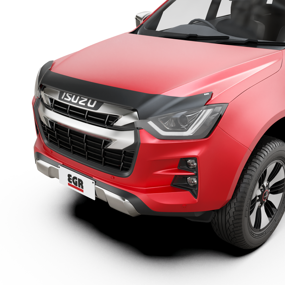 EGR Slimline Weathershields — Bonnet Protector - Matte Black - Isuzu D-Max 2020- (4pc, Dark Smoke)